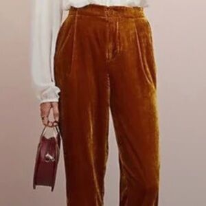 Women size small crushed velvet mustard colored joggers.